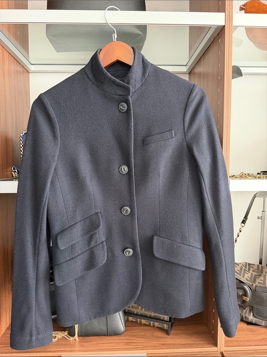 rag & bone Jackets & Blazers - rag & bone Navy Stand-Collar Wool Jacket